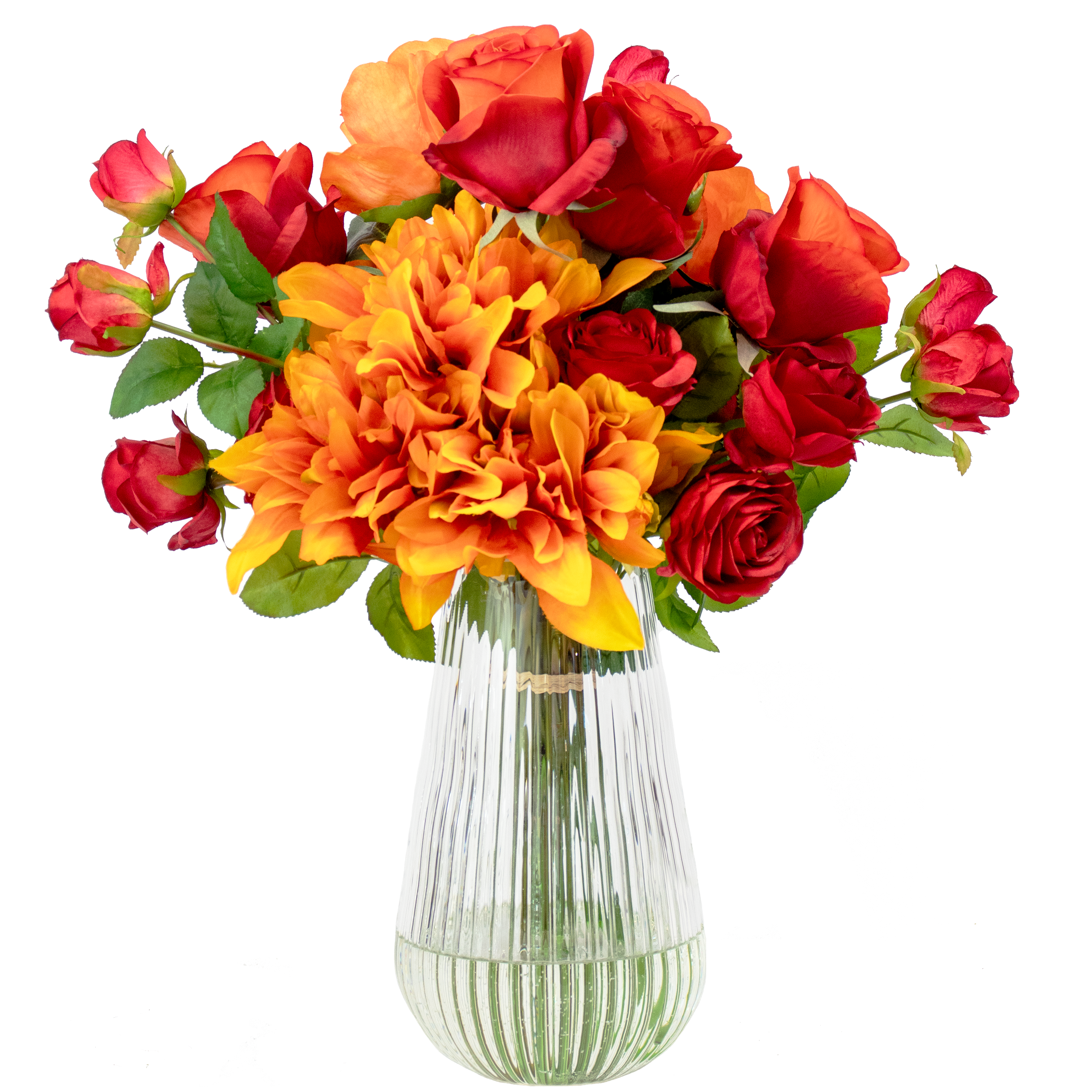 50cm Faux Orange Dahlia & Rose Arrangement