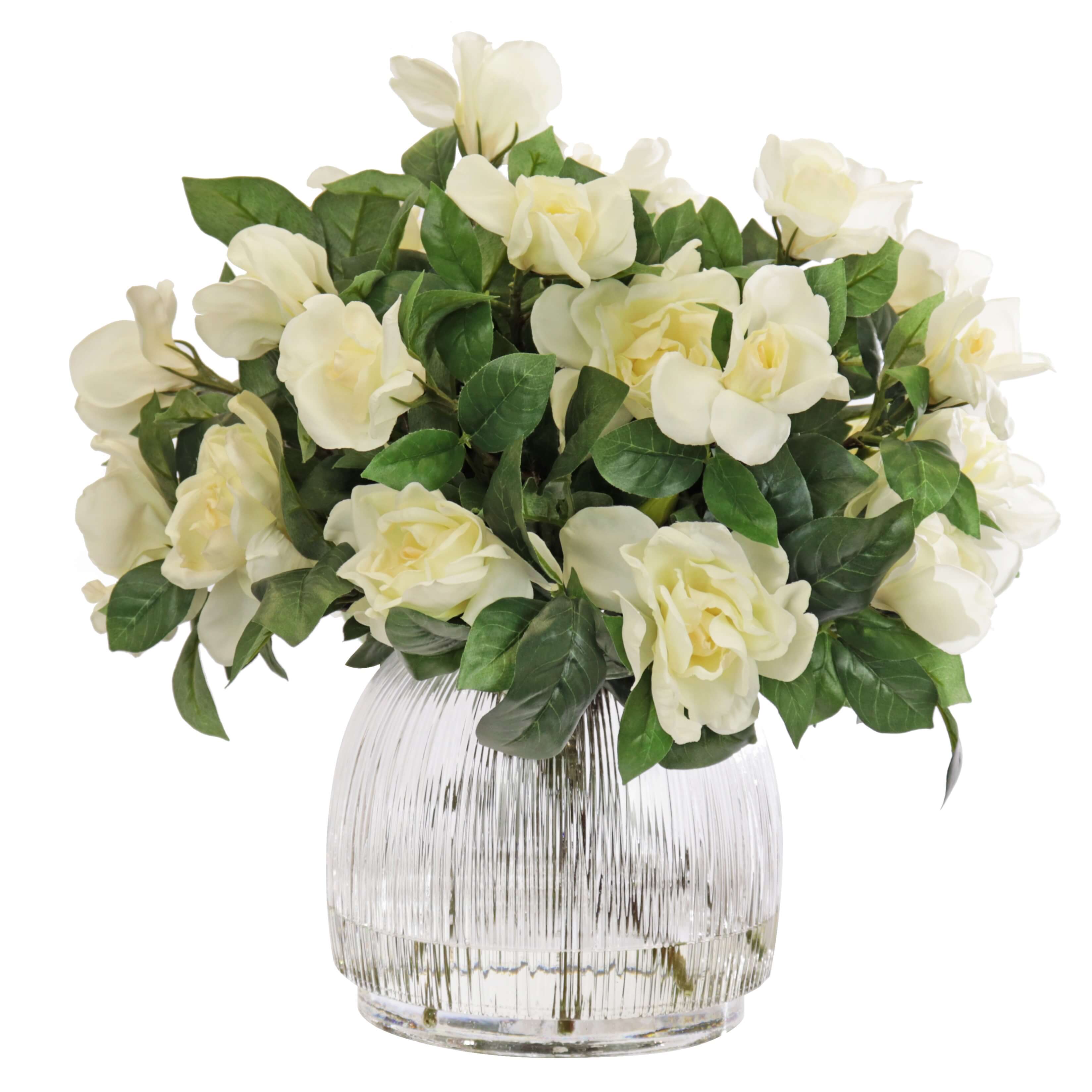 Faux white gardenia flower arrangement
