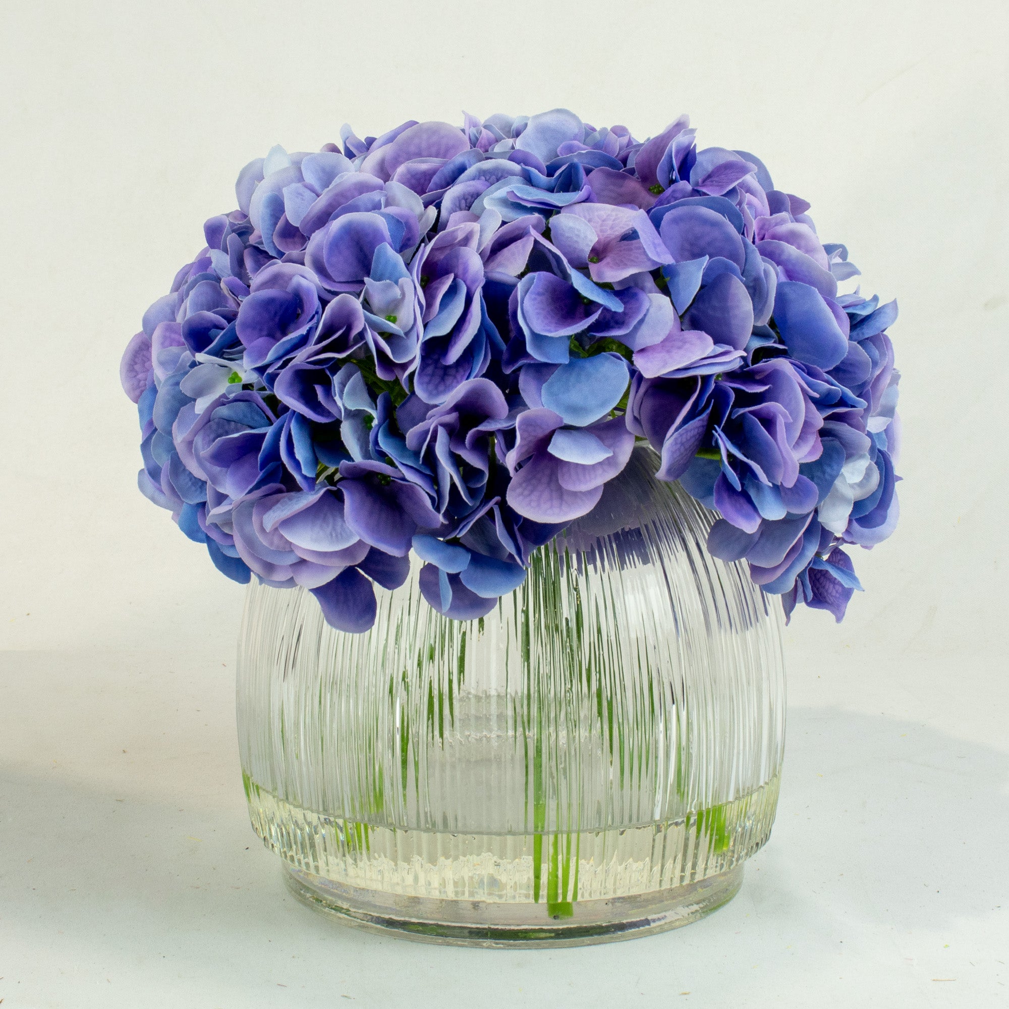 28cm Faux Dark Blue Hydrangea Arrangement