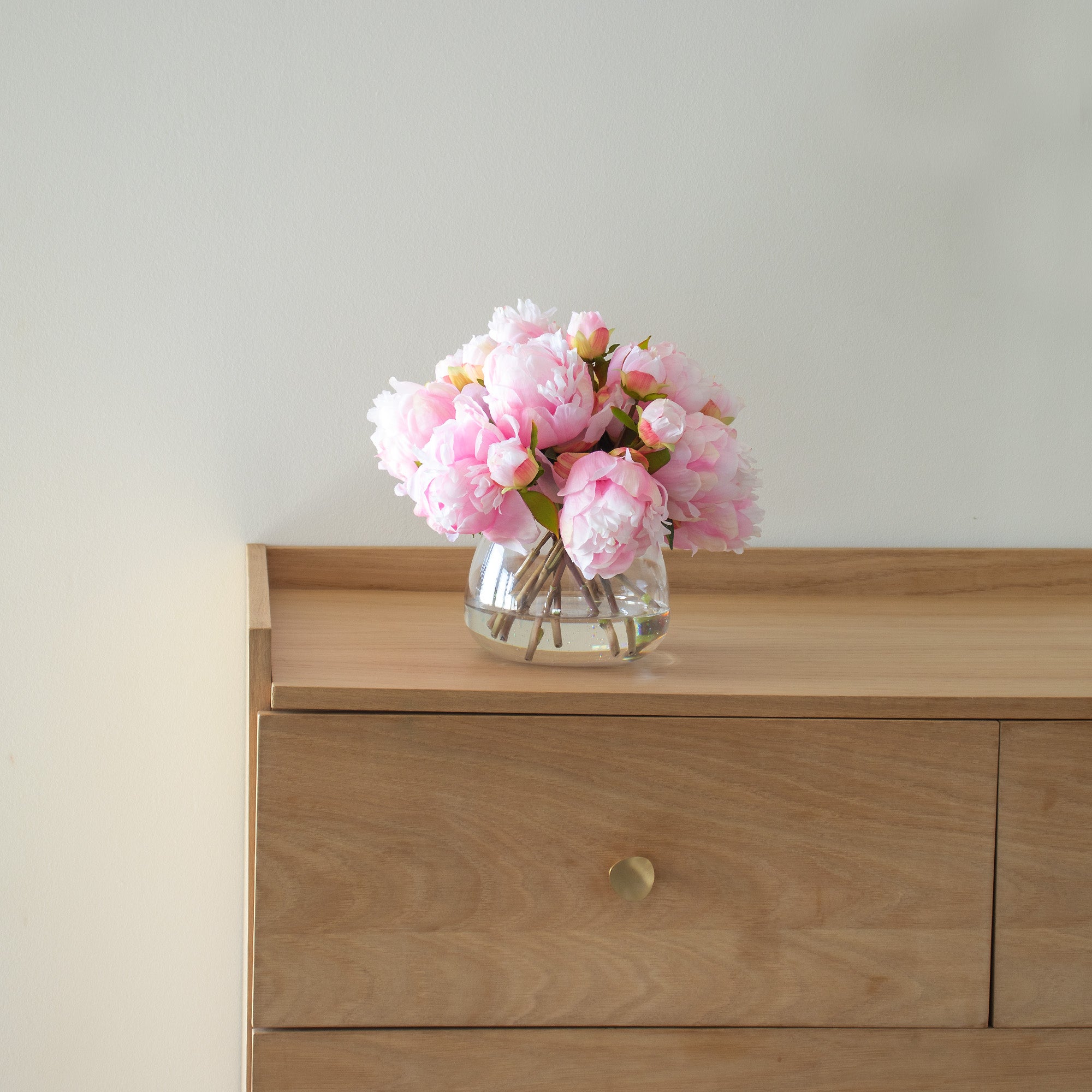 34cm Faux Pink Peony Arrangement