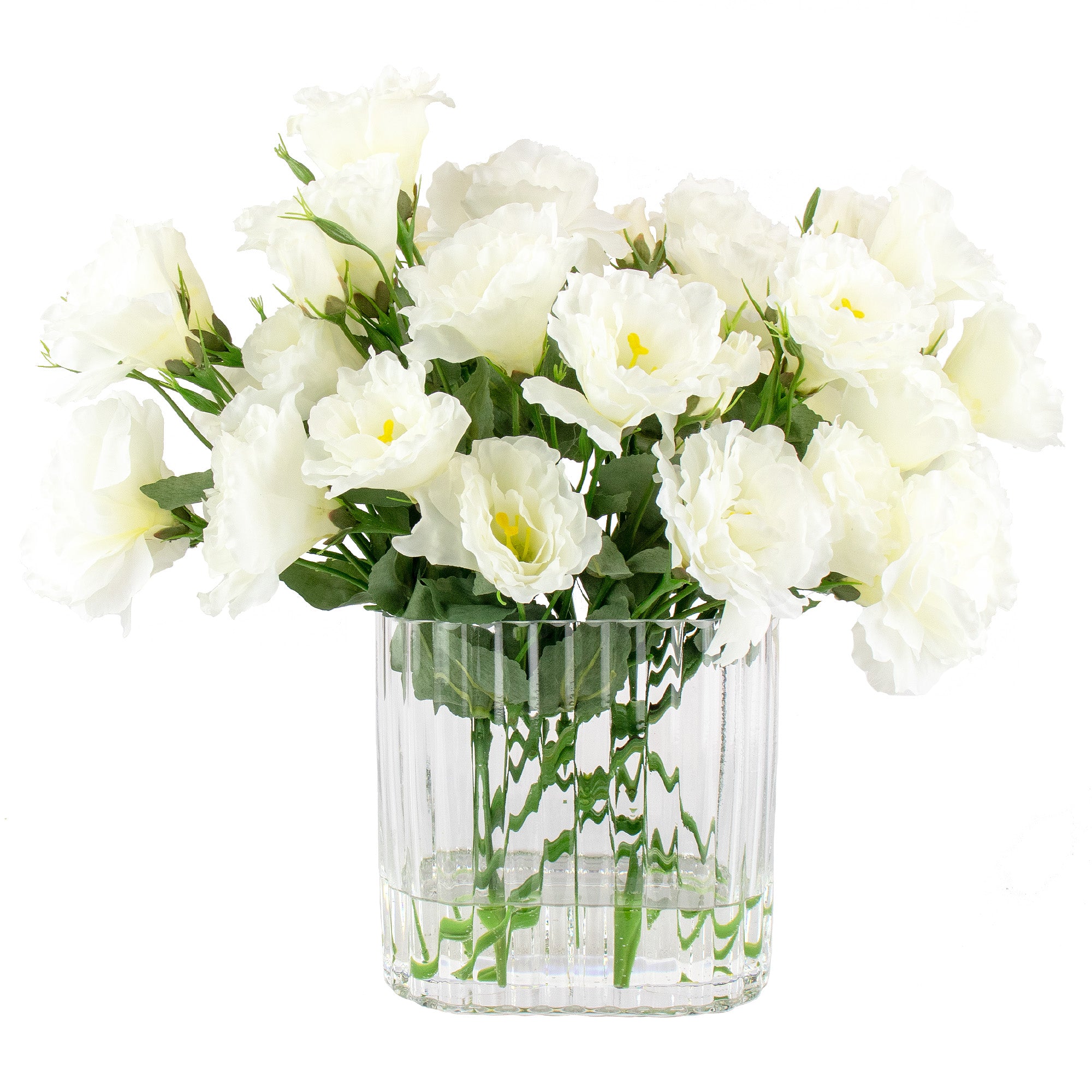 42cm Faux White Lisianthus Arrangement