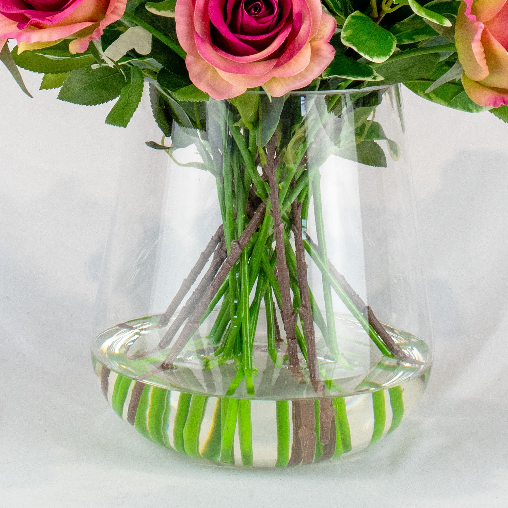 55cm Faux Fuchsia Rose & Foliage Arrangement