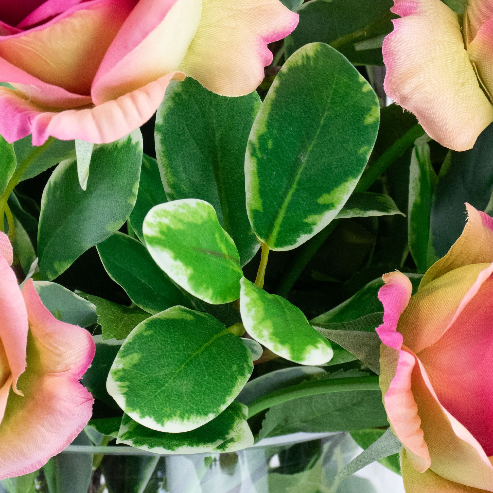 55cm Faux Fuchsia Rose & Foliage Arrangement
