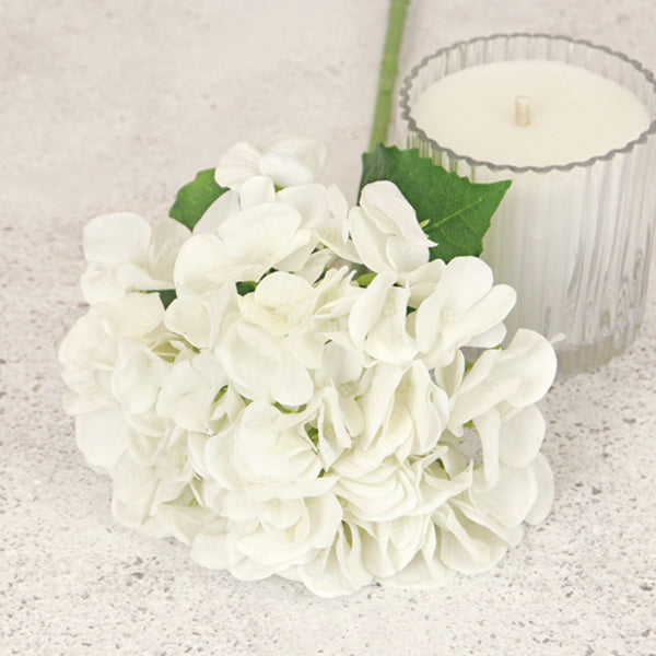 White artificial Hydrangea single stem flower