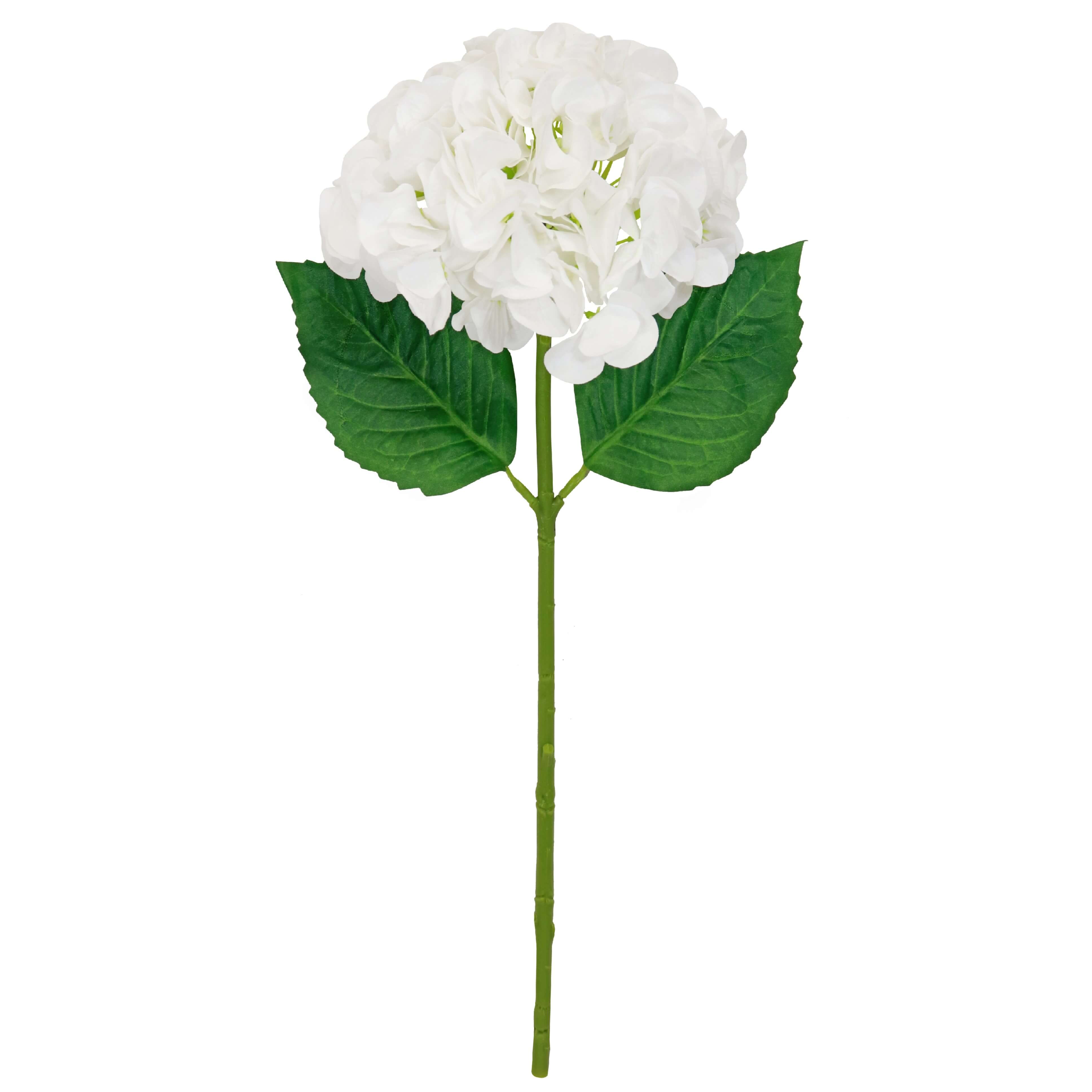 White artificial Hydrangea single stem flower 