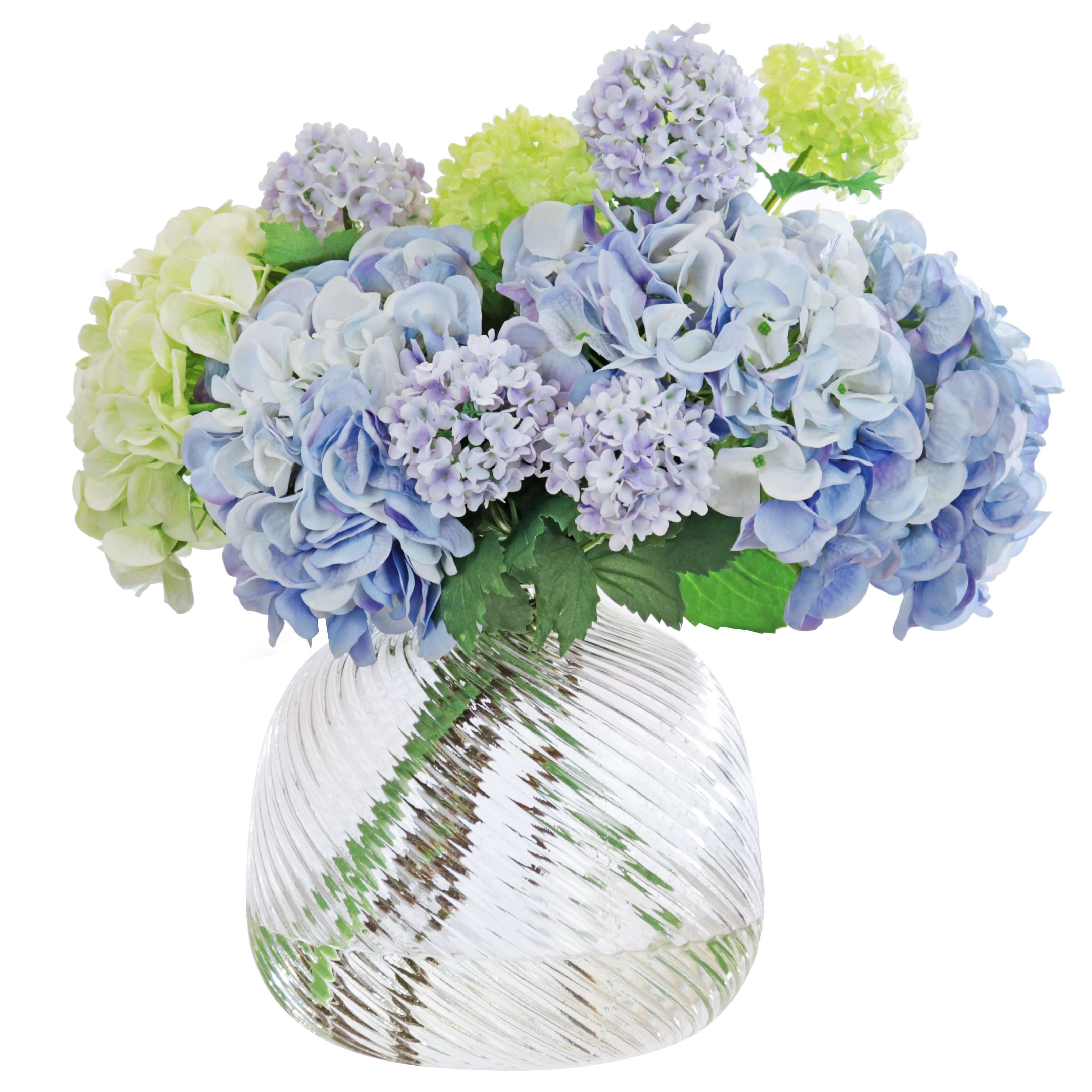 Faux mixed hydrangea flower arrangement