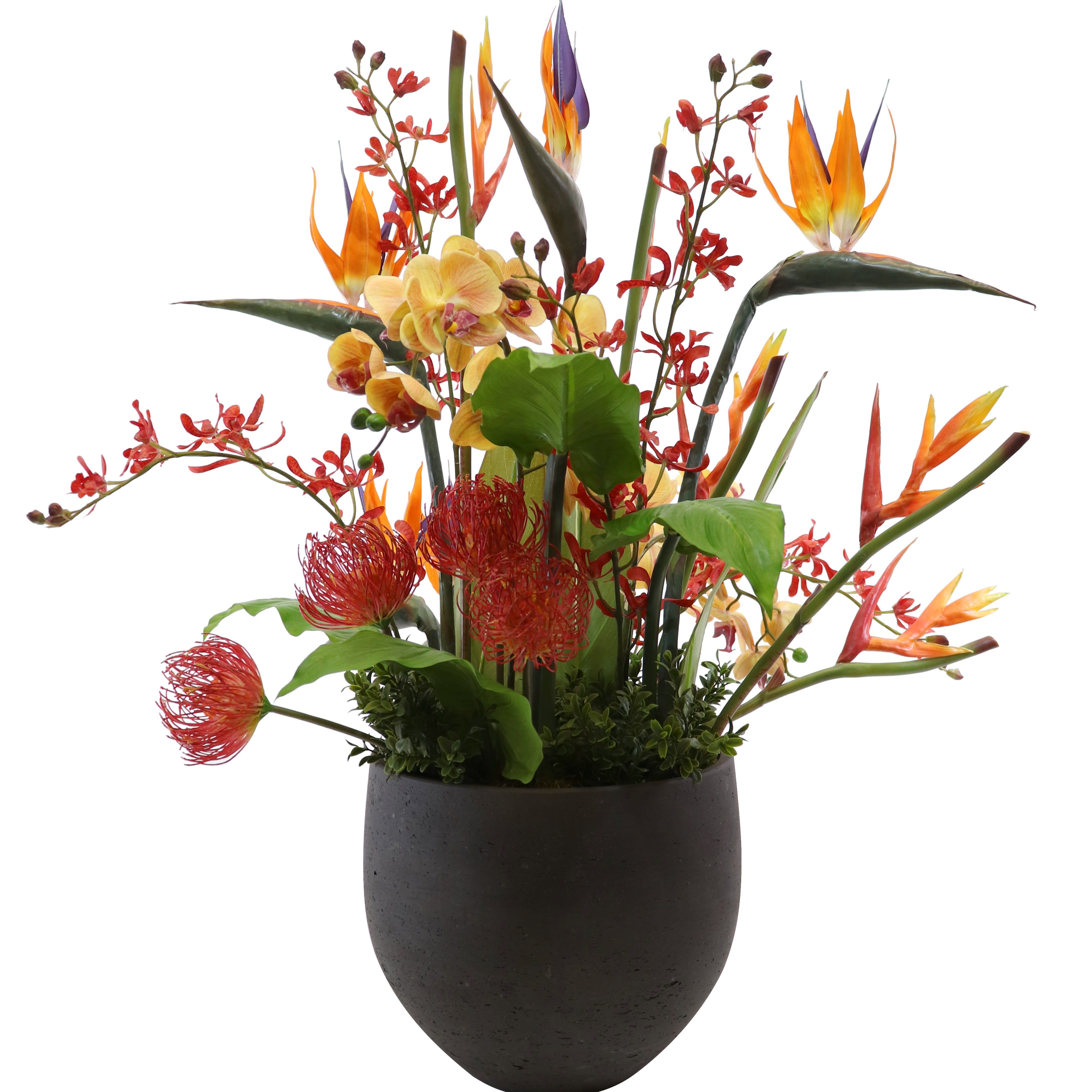 80cm Faux Mixed Natives in Dark Ceramic Pot