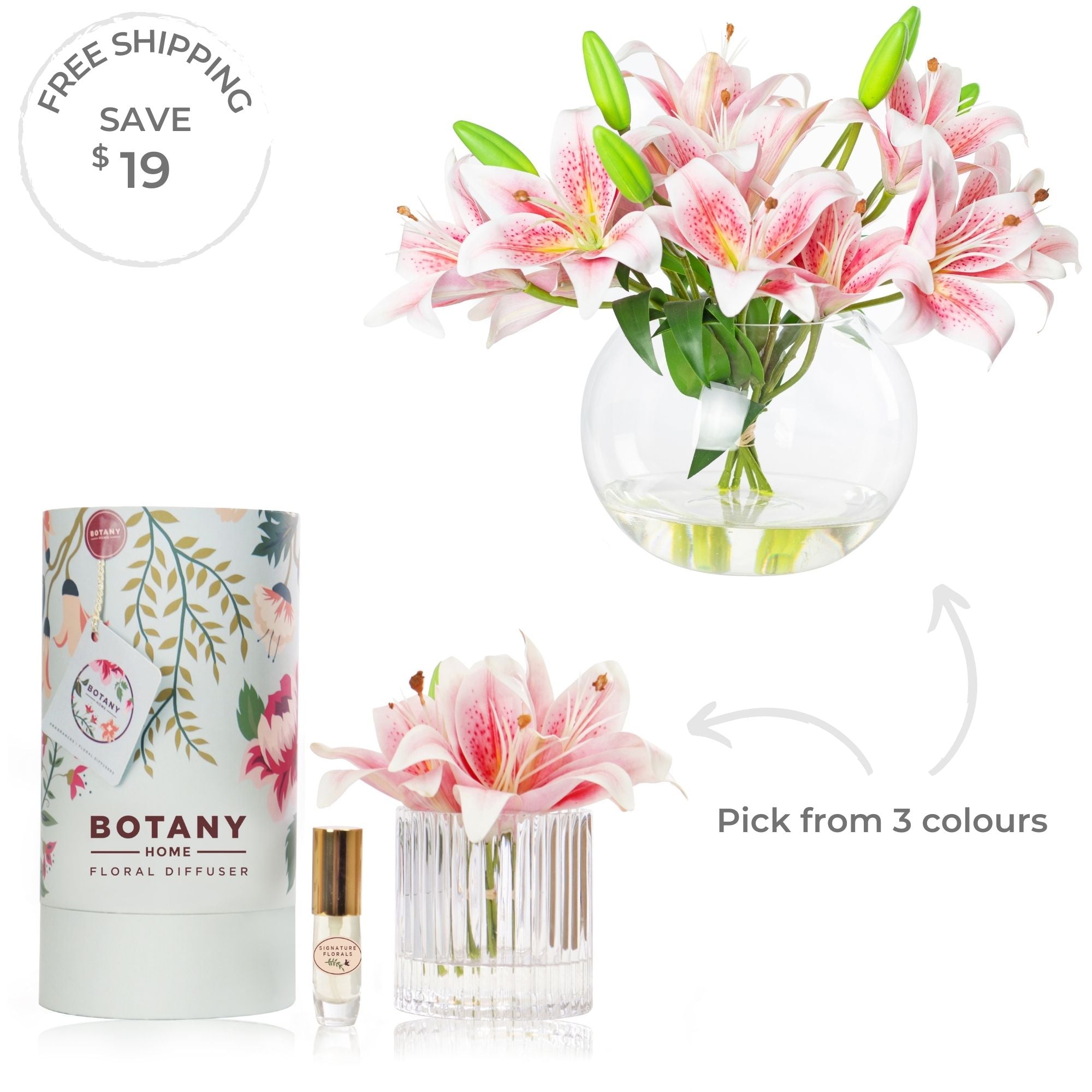 artificial flowers pink lily arrangement set