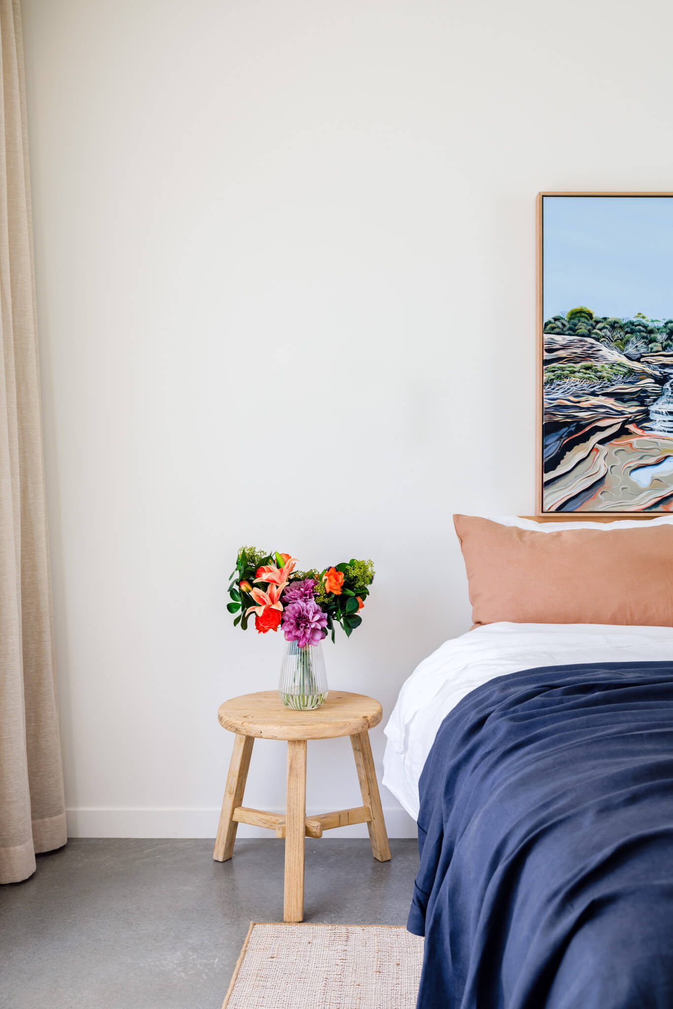 artificial flower arrangement in bedroom