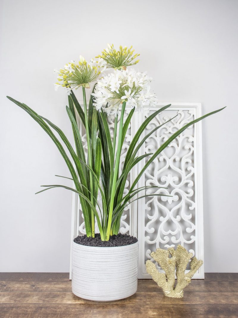 Agapanthus artificial pot plant in ceramic pot