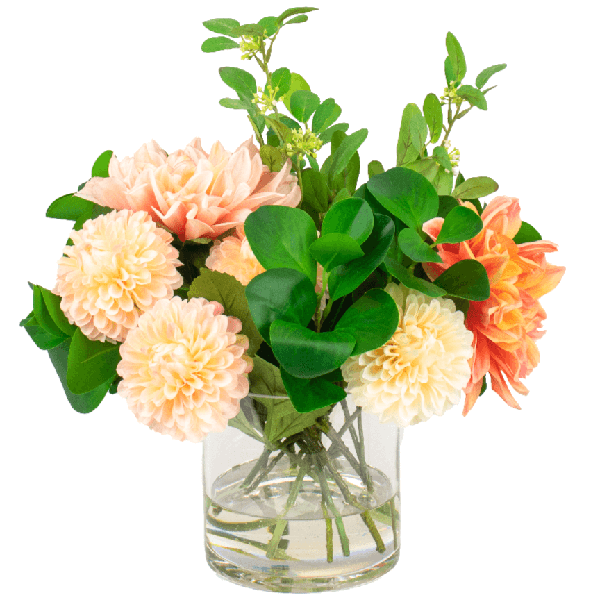 fake flower arrangement using dahlia flowers