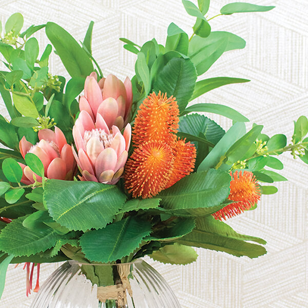 artificial protea and banksia flowers