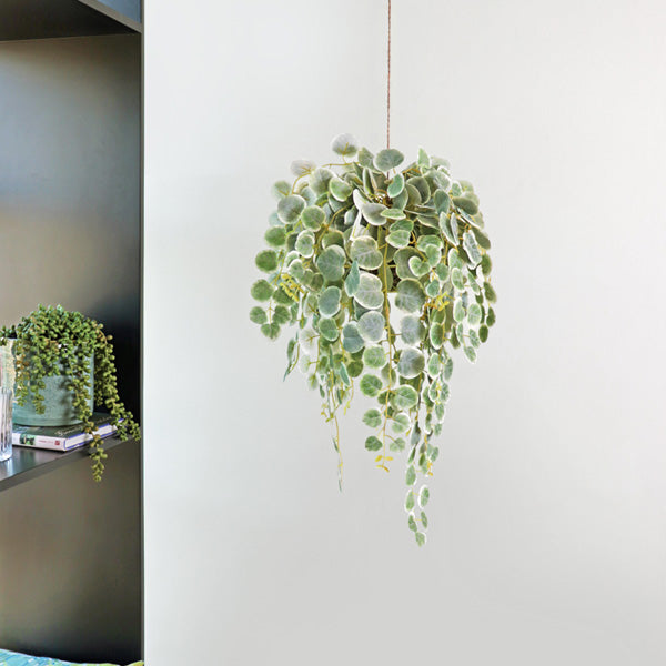 Faux saxifraga plant hanging moss ball greenery