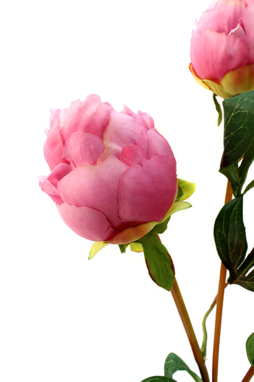 Artifical flower pink peony bud stem