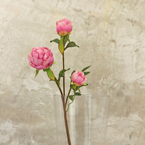 Artifical flower pink peony bud stem