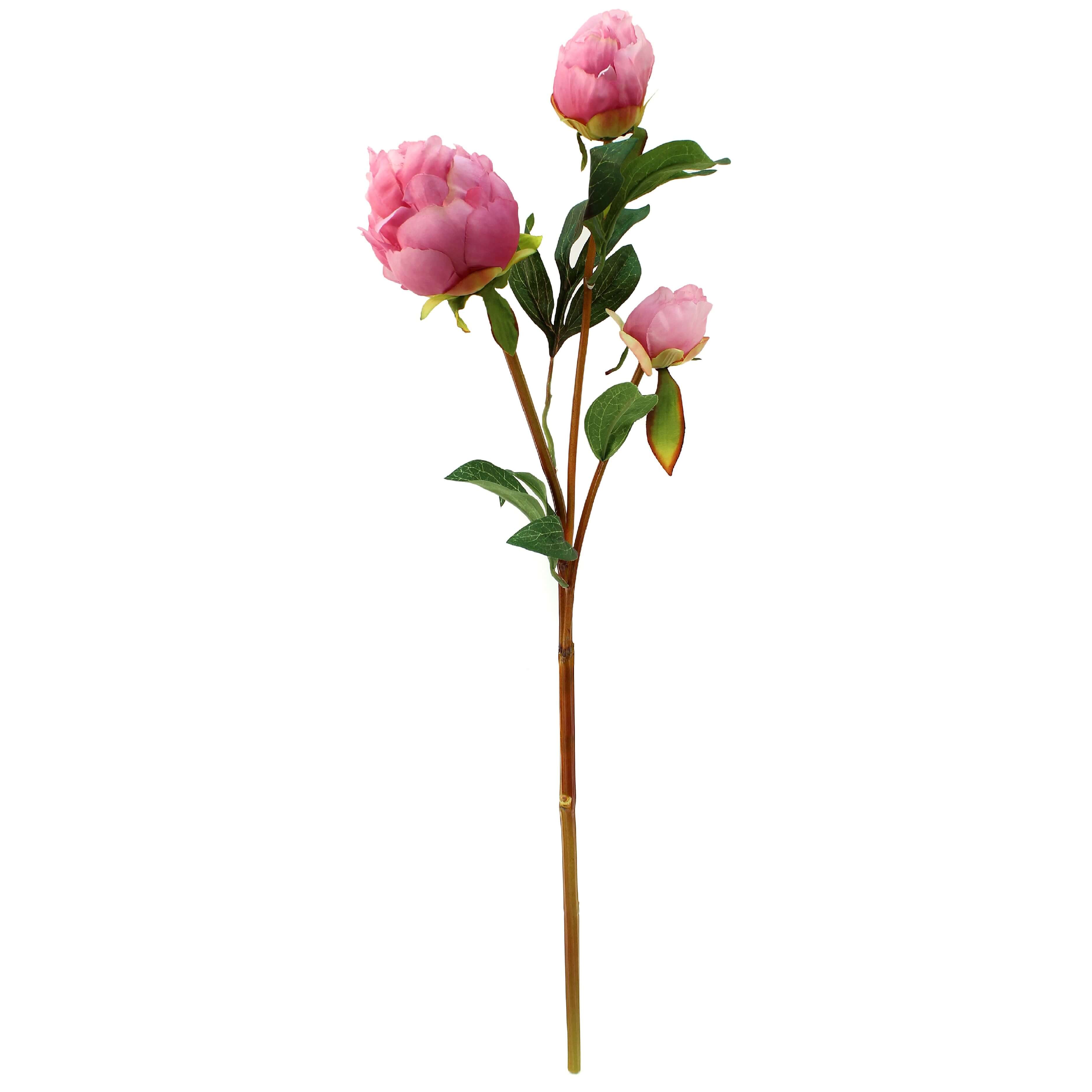 Artifical flower pink peony bud stem