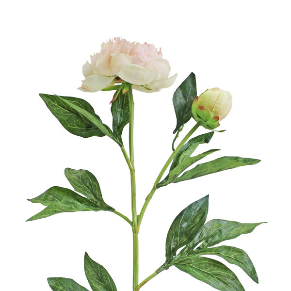 Artificial Peony With Leaves stem