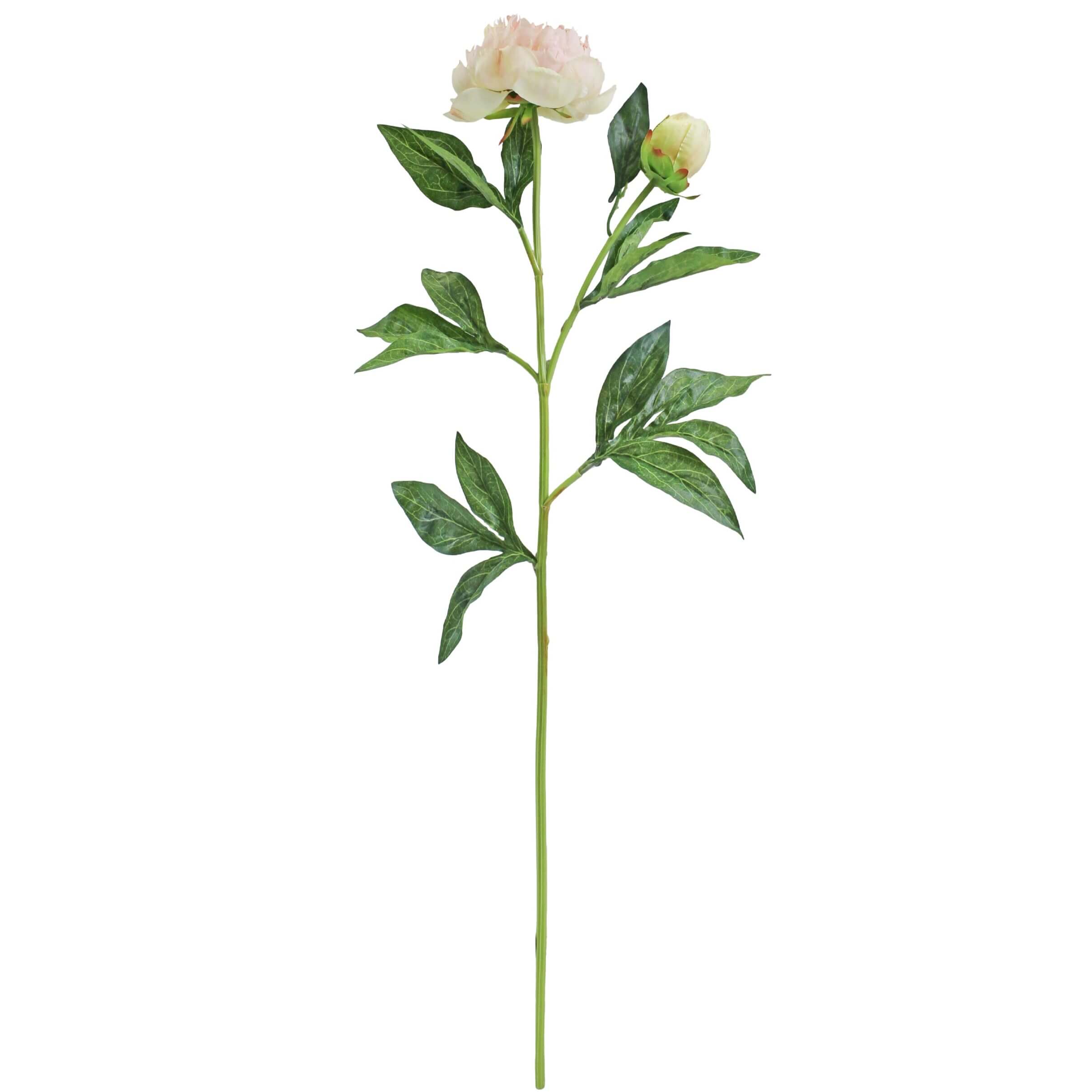 Fake Peony With Leaves in pink