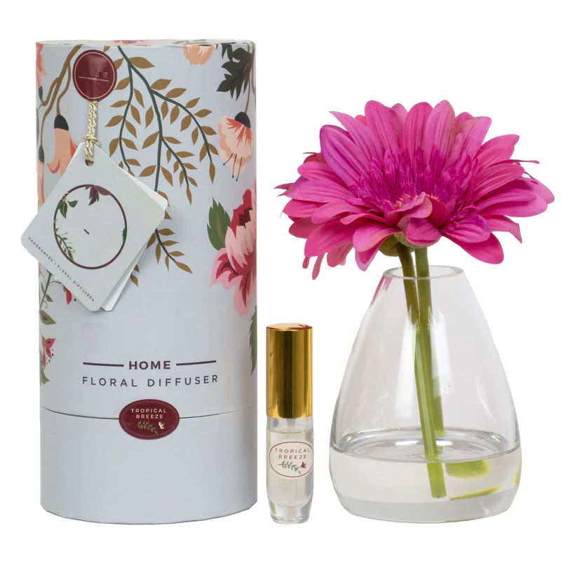 Silk pink daisy flowers with perfume spray and gift box