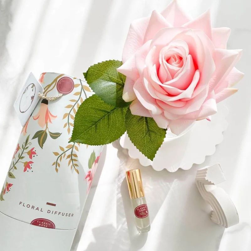 Rose flower diffuser set with floral fragrance