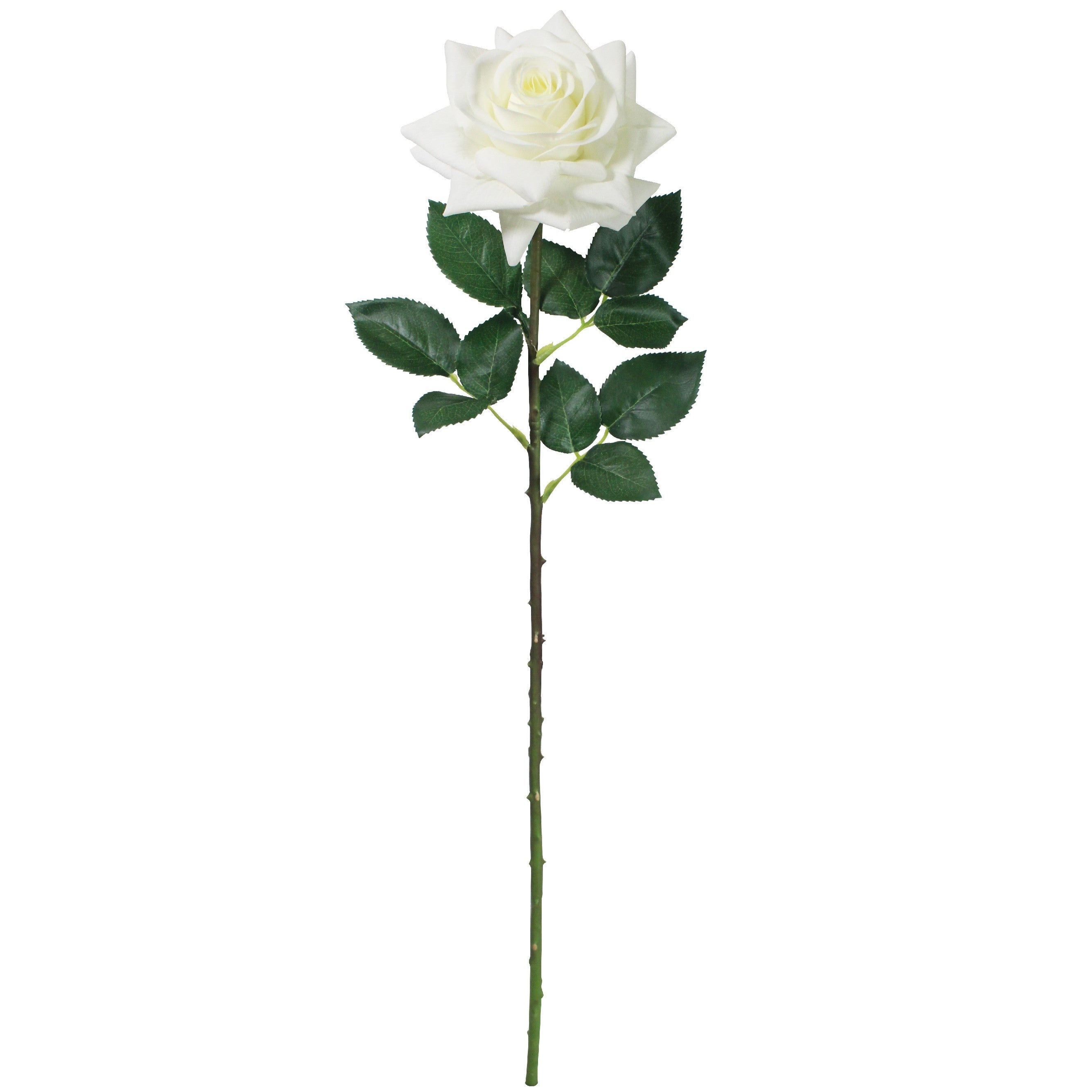 Artificial Real-Touch Rose Stem in White