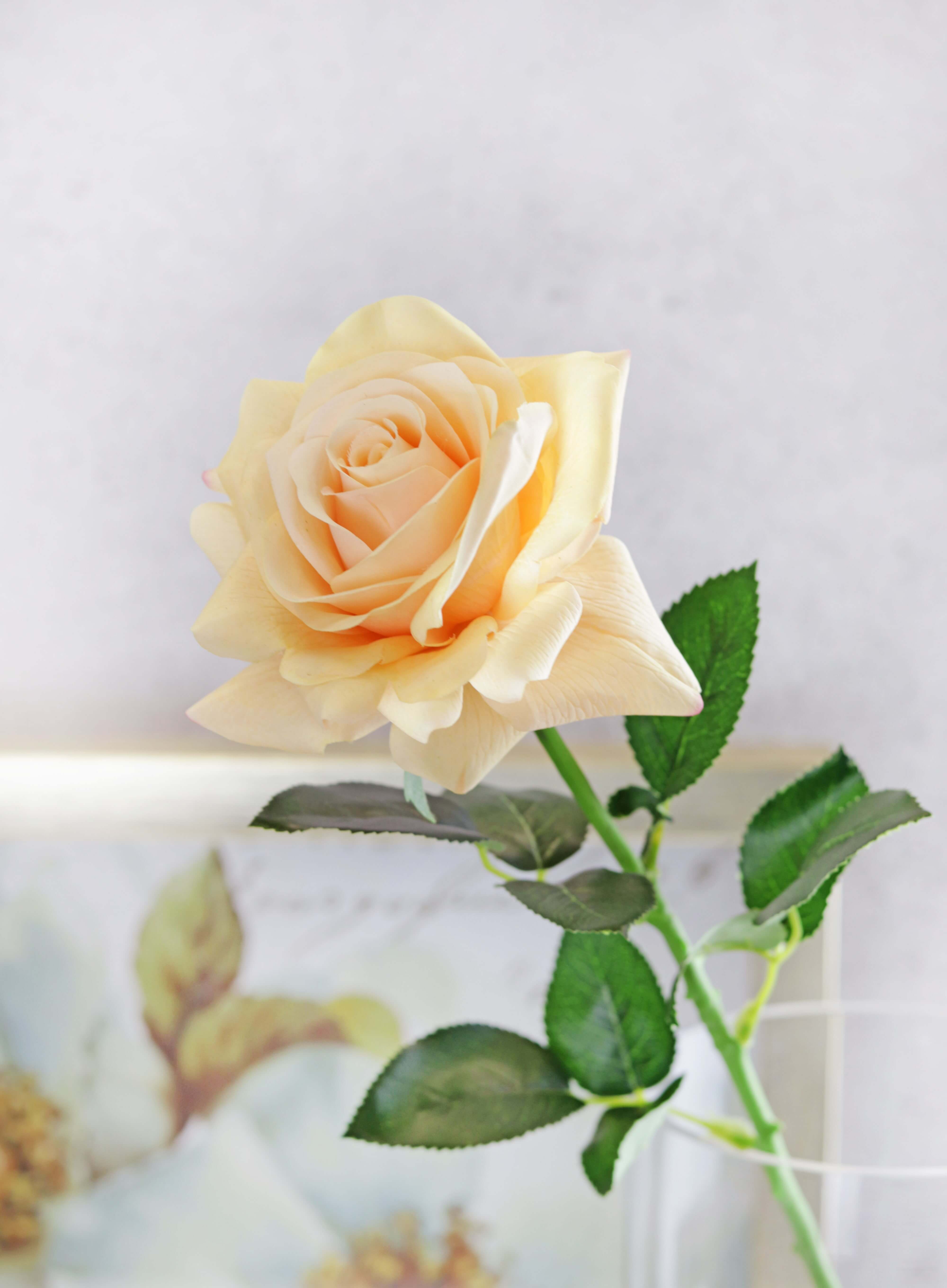 Fake Real-Touch Rose Stem in peach