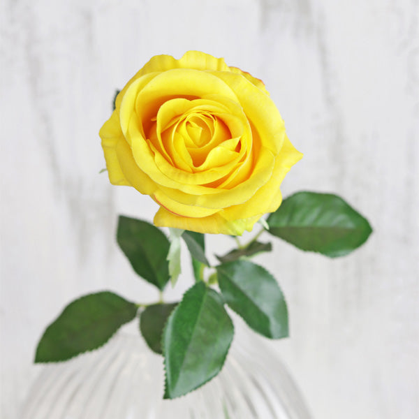 Fake yellow rose flower stem