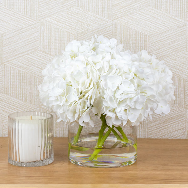 artificial flower arrangement using real-touch hydrangea flowers