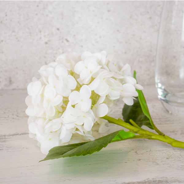 White artificial Hydrangea single stem flower