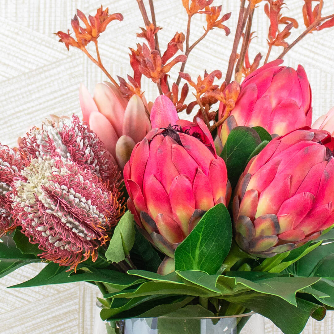 silk protea and kangaroo paw flowers