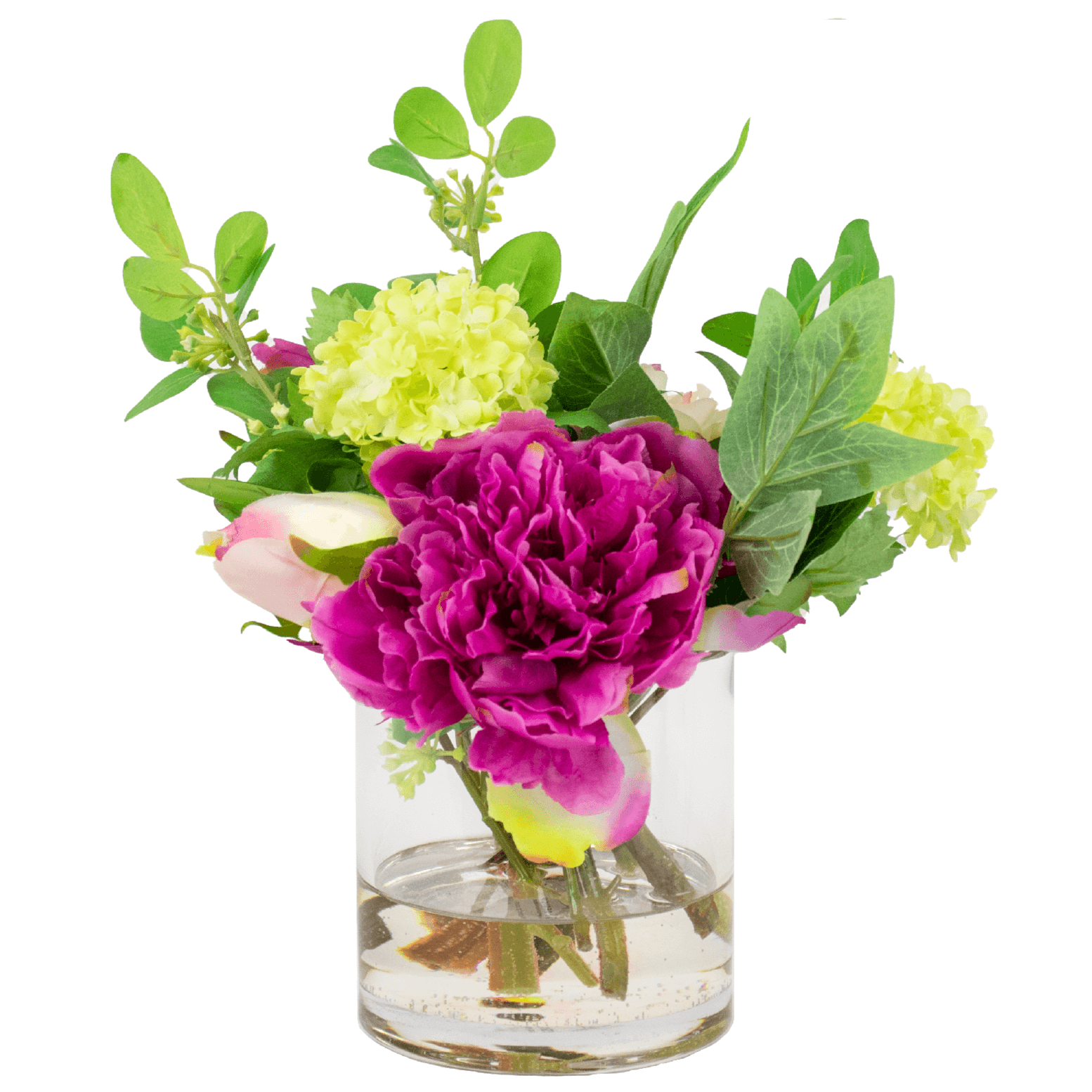 silk flowers set in a glass vase