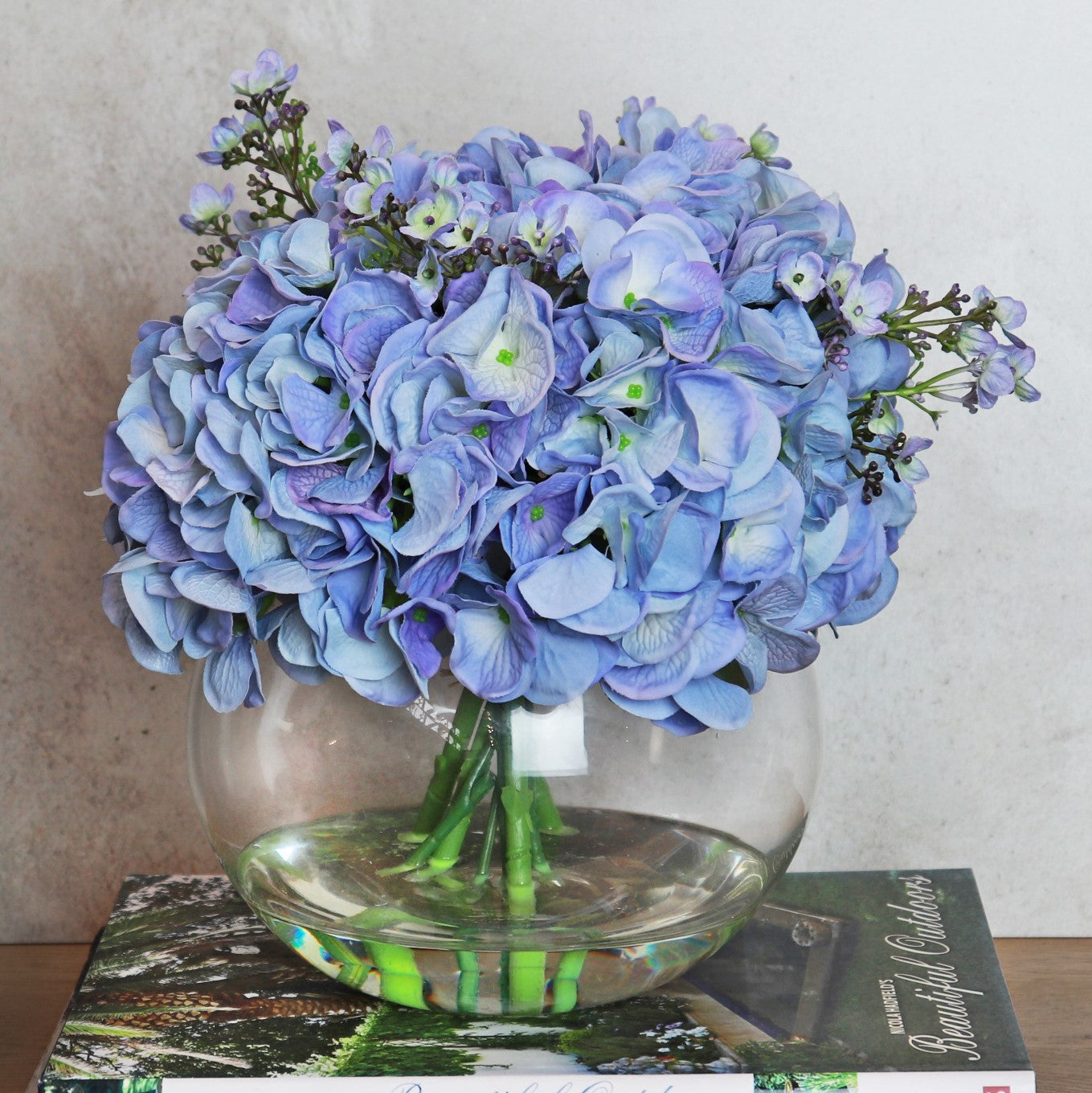Real Touch flowers Artificial Silk Blue Hydrangea Arrangement