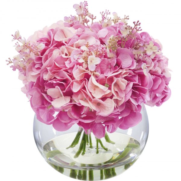 Fake real touch hydrangea flower bouquet set in ceramic pot