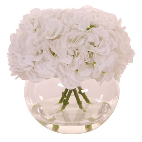 Artificial White Hydrangea Arrangement in a home