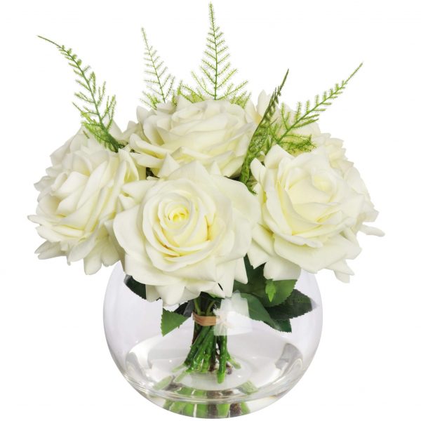 Fake flower bouquet of real touch white roses