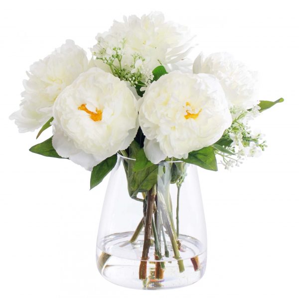 Fake white peony flower arrangement