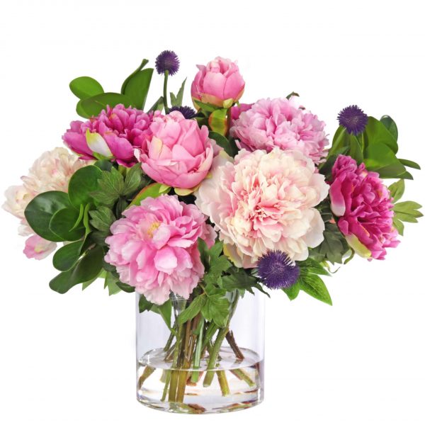 Artificial silk mixed peony flower arrangement