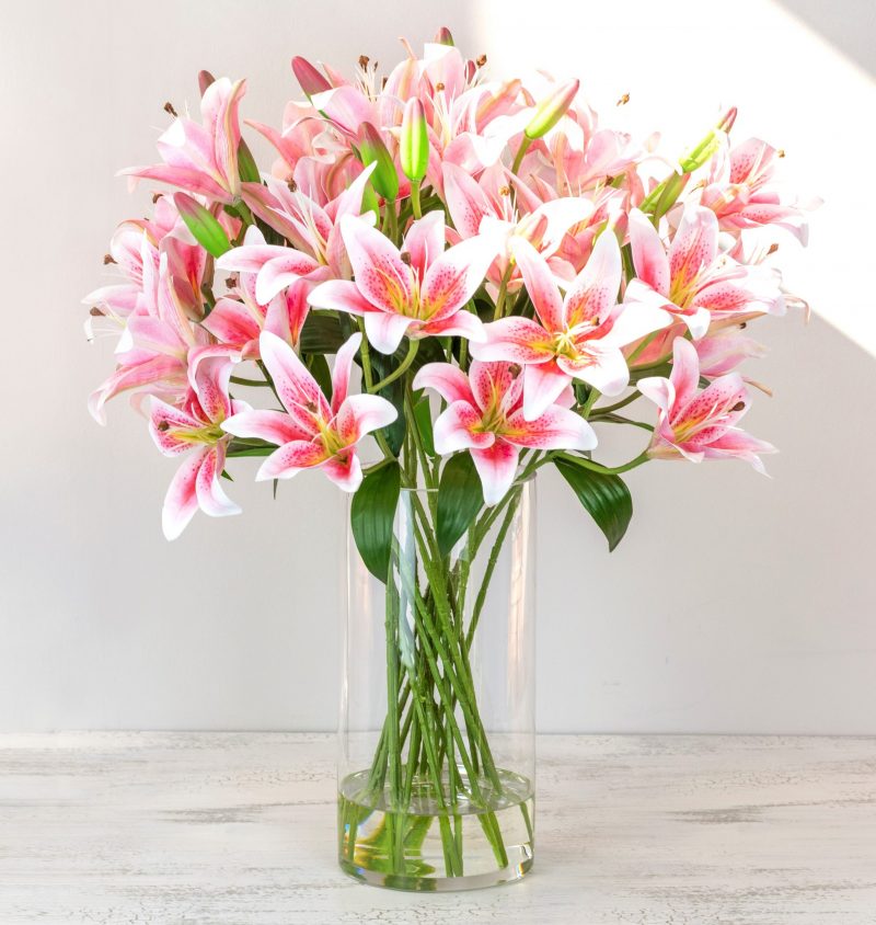 Artificial pink lily arrangement 