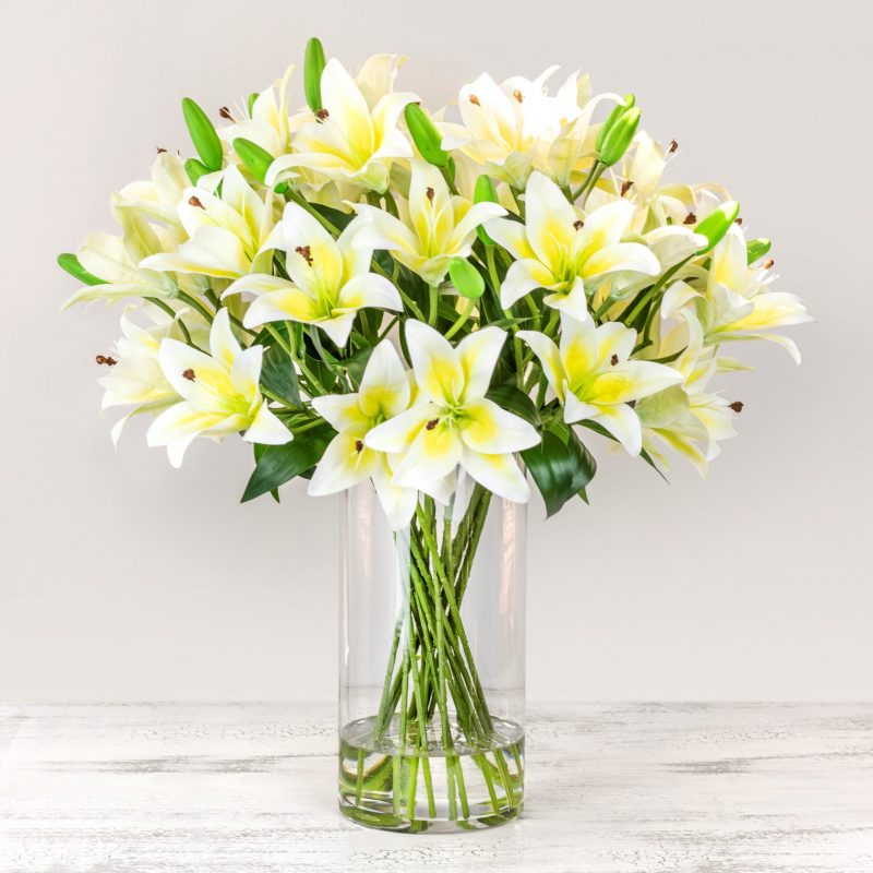 Artificial white lily arrangement for sale online