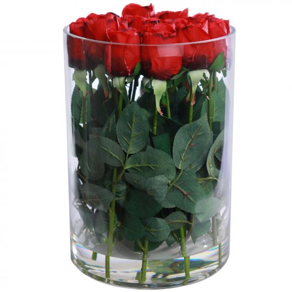 Artificial red rose flower arrangement