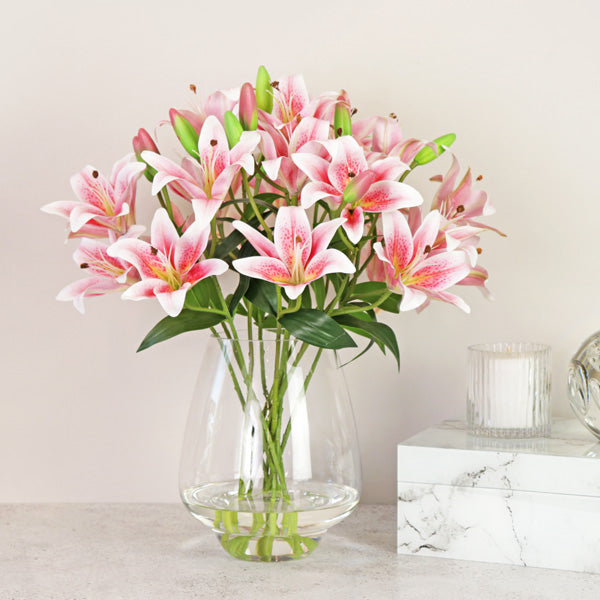 Faux pink lily arrangement for sale online