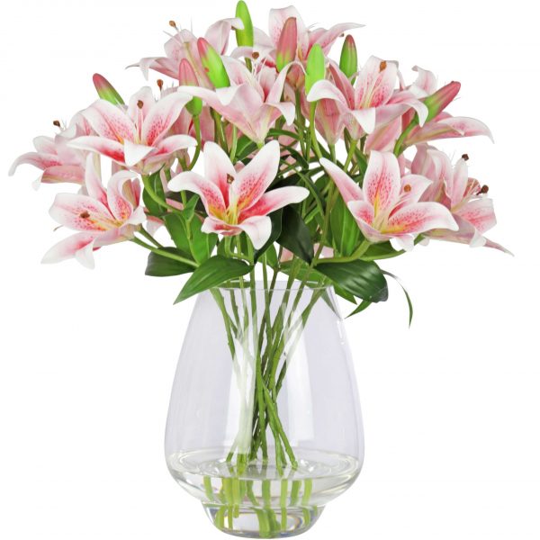 Artificial silk pink tiger lily bouquet
