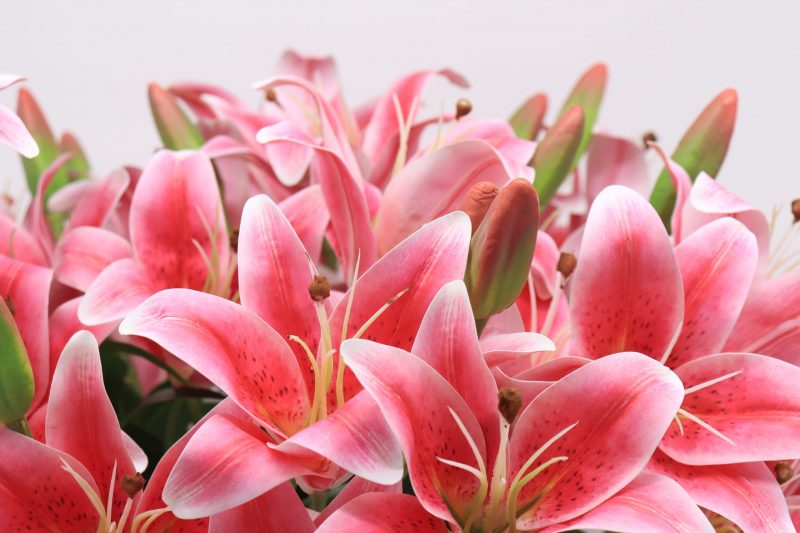 Artificial pink lily flower arrangement 