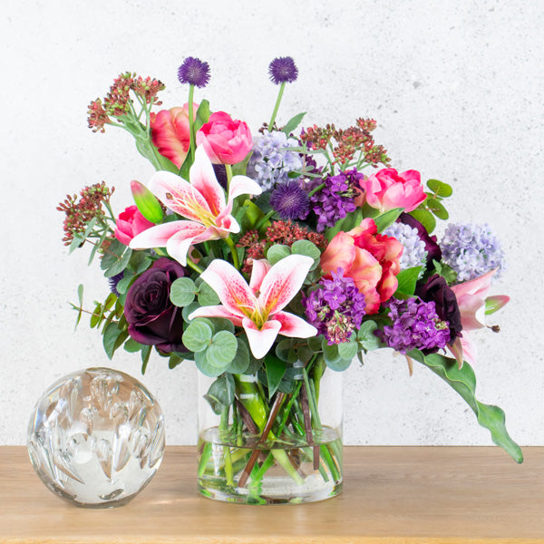 mixed fake flower arrangement
