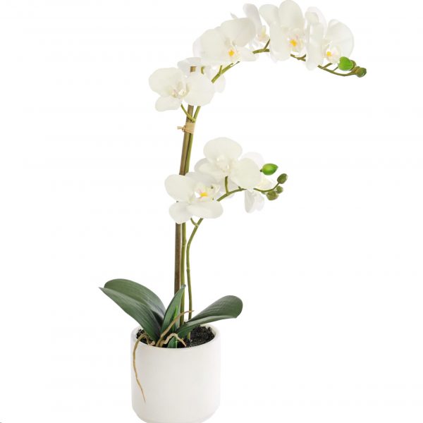 White Artificial Orchid Plant in Ceramic pot