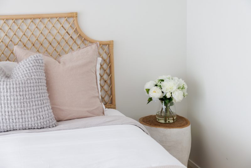 White fake silk peony bouquet photographed in an Australian home